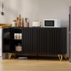 image:imageYITAHOME Sideboard Buffet Buffet Cabinet Storage Credenza wAdjustable Shelf Wine Glass Holder Drawers Modern White amp Gold Dresser 300 lbs Capacity for Living Room Kitchen Dining RoomStripes