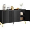 image:imageYITAHOME Sideboard Buffet Buffet Cabinet Storage Credenza wAdjustable Shelf Wine Glass Holder Drawers Modern White amp Gold Dresser 300 lbs Capacity for Living Room Kitchen Dining RoomStripes