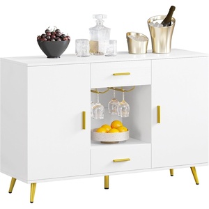 image:imageYITAHOME Sideboard Buffet Buffet Cabinet Storage Credenza wAdjustable Shelf Wine Glass Holder Drawers Modern White amp Gold Dresser 300 lbs Capacity for Living Room Kitchen Dining RoomModern